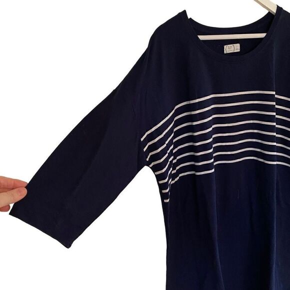 Maurices 24/7 long sleeve dress blue white striped plus size 2 = 20/22 - Picture 3 of 6